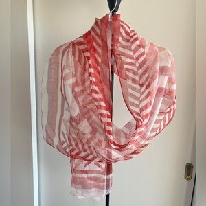 NWT FabIndia Silk & Cotton Blood 🩸 Red Pink White Scarf Dupatta Wrap Stole 74"